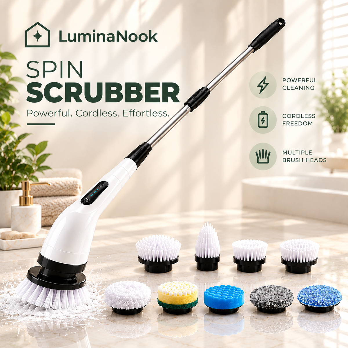 LuminaNook™ SpinPro — Cordless Electric Cleaning Scrubber